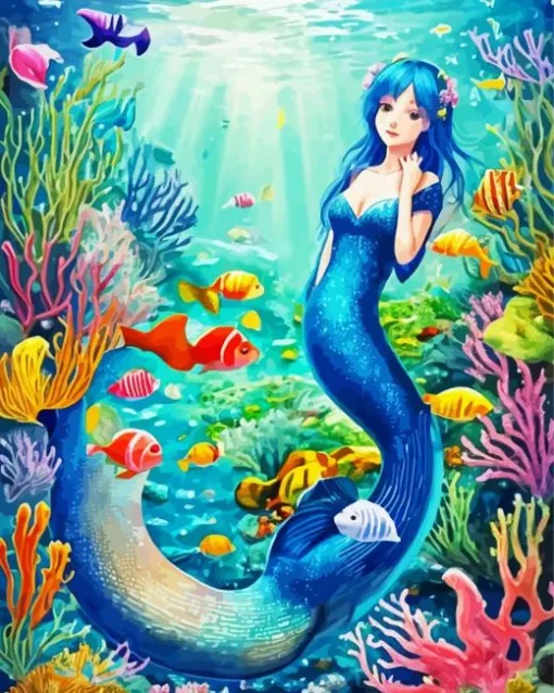 Blue Mermaid Underwater Diamond Painting