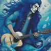 Blue Merman Playing Guitar Diamond Painting