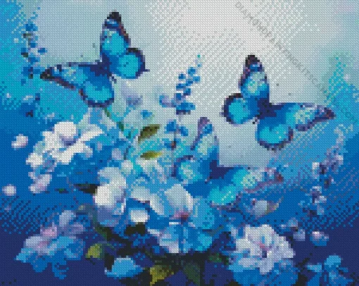 Blue Monarch Butterflies Diamond Painting