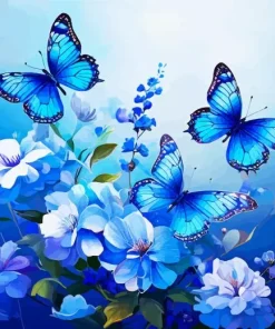 Blue Monarch Butterflies Diamond Painting