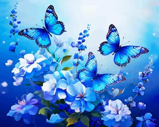 Blue Monarch Butterflies Diamond Painting