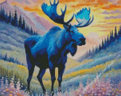 Blue Moose Diamond Painting