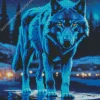 Blue Neon Wolf Diamond Painting