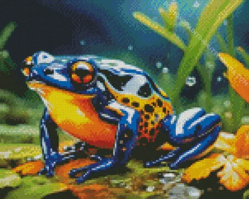 Blue Orange Frog Diamond Painting