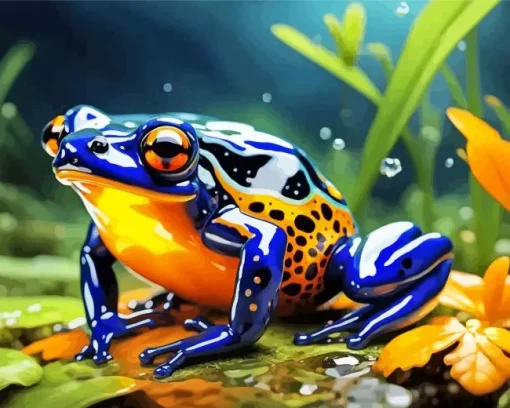 Blue Orange Frog Diamond Painting