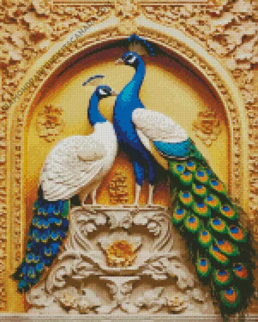 Blue Peacock Couple Diamond Painting