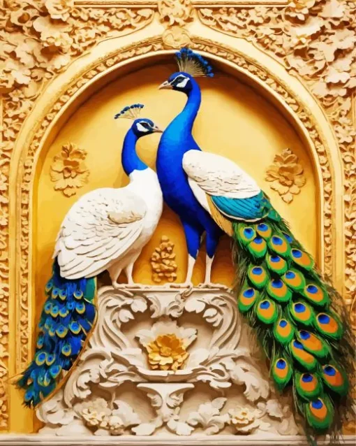 Blue Peacock Couple Diamond Painting