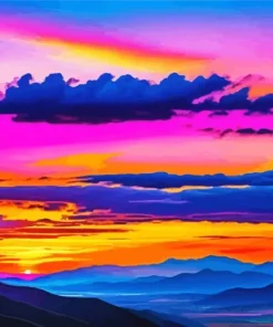 Blue Pink And Purple Sunset Diamond Painting