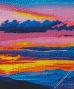 Blue Pink And Purple Sunset Diamond Painting