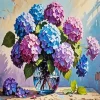 Blue Pink Purple Hydrangea Vase Diamond Painting