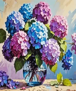 Blue Pink Purple Hydrangea Vase Diamond Painting