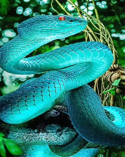 Blue Pit Viper Diamond Painting