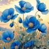 Blue Poppies Diamond Painting