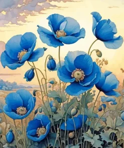 Blue Poppies Diamond Painting