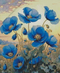 Blue Poppies Diamond Painting