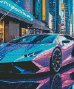 Blue Purple Car Diamond Painting