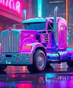 Blue Purple Truck Diamond Painting