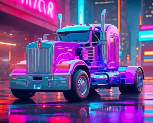 Blue Purple Truck Diamond Painting