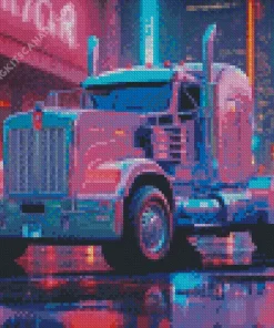 Blue Purple Truck Diamond Painting