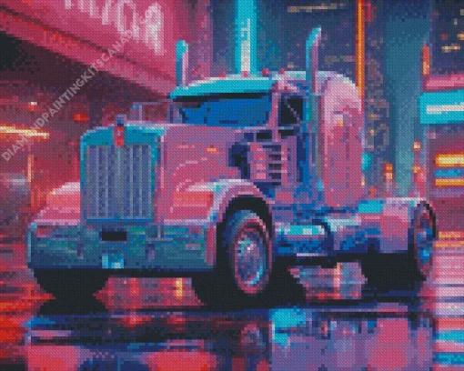 Blue Purple Truck Diamond Painting