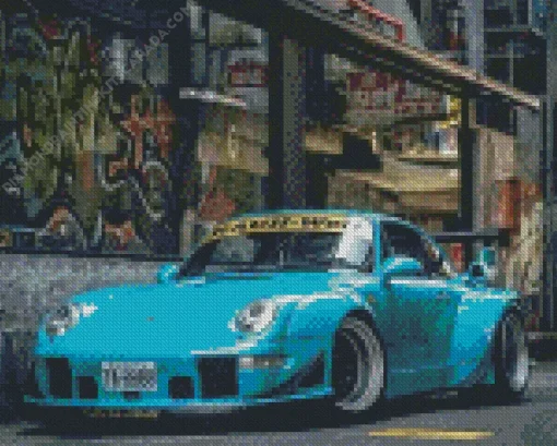 Blue RWB Porsche Diamond Painting