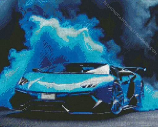 Blue Smoke Car Diamond Painting