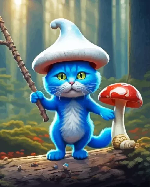 Blue Smurf Cat Diamond Painting