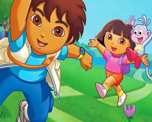 Boots Dora And Diego Diamond Painting