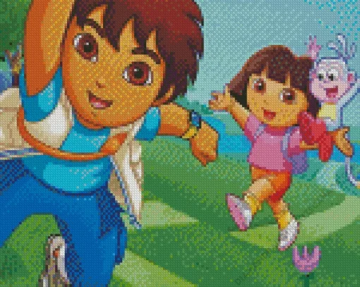 Boots Dora And Diego Diamond Painting