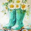 Boots With Daisies Art Diamond Painting