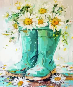 Boots With Daisies Art Diamond Painting