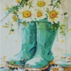 Boots With Daisies Art Diamond Painting