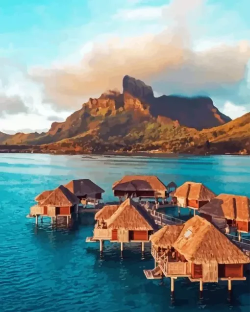 Bora Bora Huts Diamond Painting