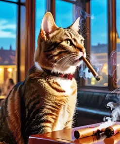 Cat Smoking Cigarette Diamond Painting