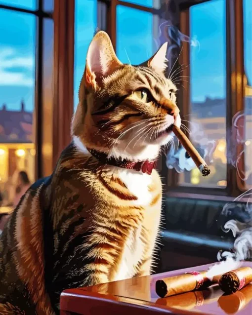 Cat Smoking Cigarette Diamond Painting