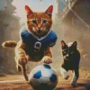 Cats Playing Football Diamond Painting