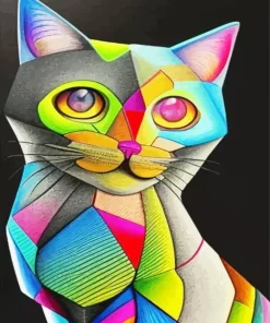 Colorful Geometric Abstract Cat Diamond Painting