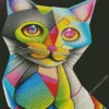 Colorful Geometric Abstract Cat Diamond Painting