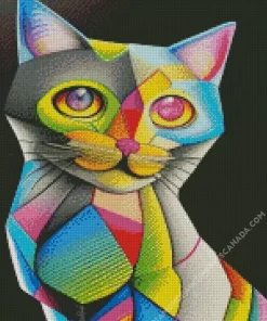 Colorful Geometric Abstract Cat Diamond Painting