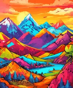 Colorful Mountain Diamond Painting