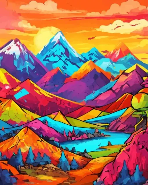 Colorful Mountain Diamond Painting