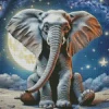 Cute Elephant And Moon Diamond Painting