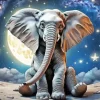 Cute Elephant And Moon Diamond Painting