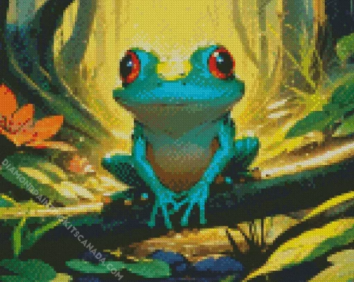 Cute Frog Chilling Diamond Painting