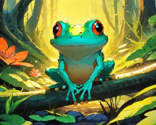 Cute Frog Chilling Diamond Painting