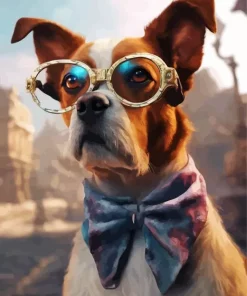 Dog And Glasses Diamond Painting