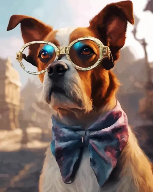 Dog And Glasses Diamond Painting