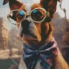 Dog And Glasses Diamond Painting