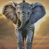 Elephant With Zebra Stripes Diamond Painting