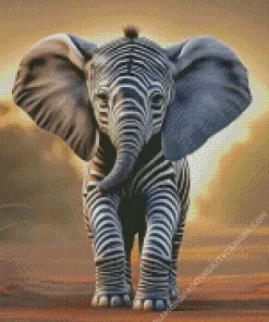 Elephant With Zebra Stripes Diamond Painting